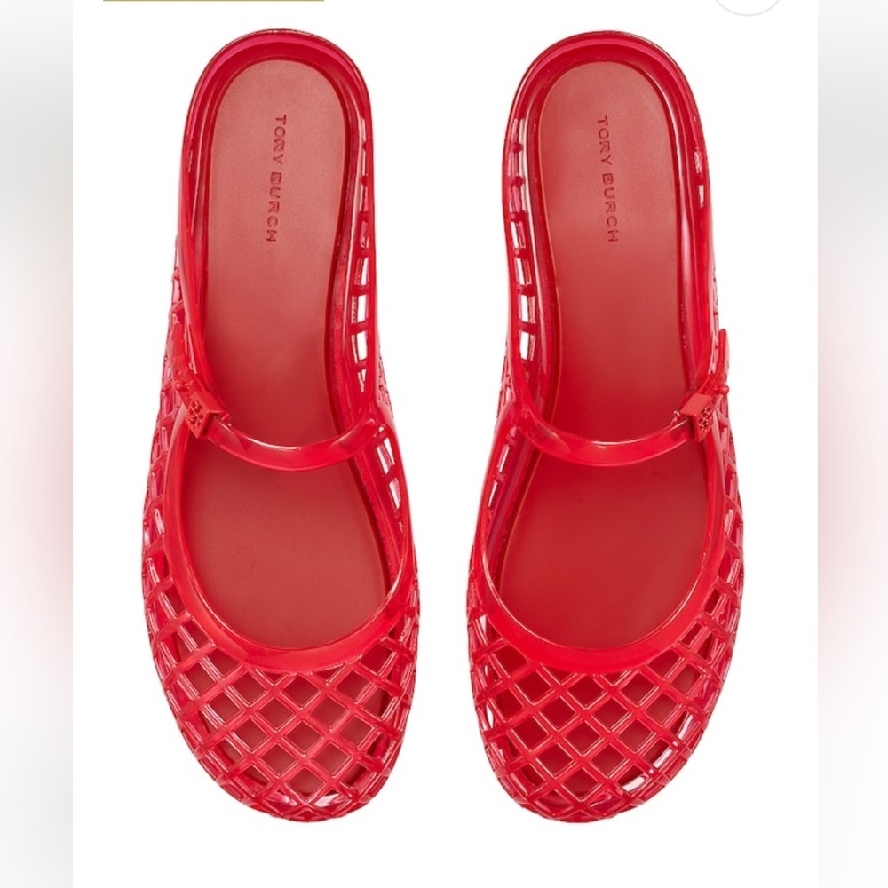 Tory Bruch Mellow Mary Jane Jelly Flat in Red Volcano size 7 new - Picture 2 of 8
